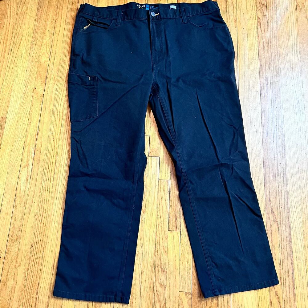 Ariat Rebar M7 Pants Mens 42 X30 Black DuraStretch Made Tough Straight Slim
